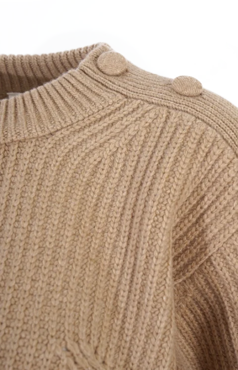 Cropped Cashmere Blend Sweater with Lace Trim — снимка 2