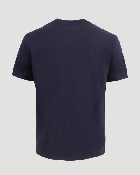 Regular Fit Cotton T-Shirt in Navy — снимка 3