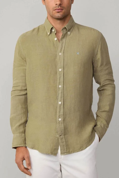 Риза Drop 2 Ess Gmd Linen Brpt HM3010264 715 light khaki gre — снимка 2