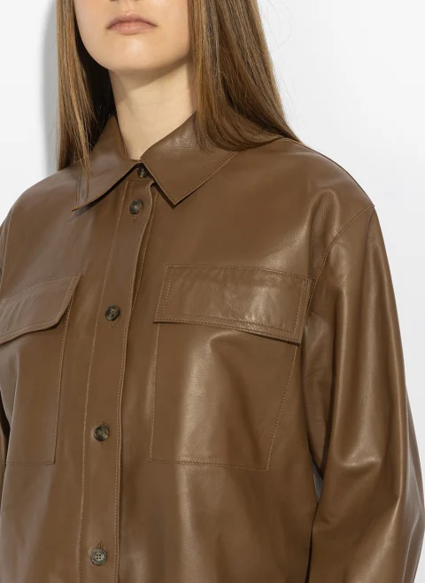 Кожено яке 'Shirt style' Weekend Max Mara Wkdpiovra — снимка 6