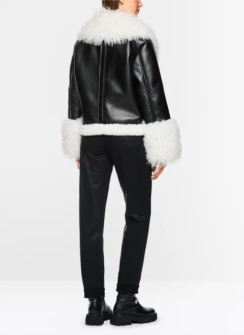 Кожено яке с 'faux fur' детайли Marc Cain Sports — снимка 3