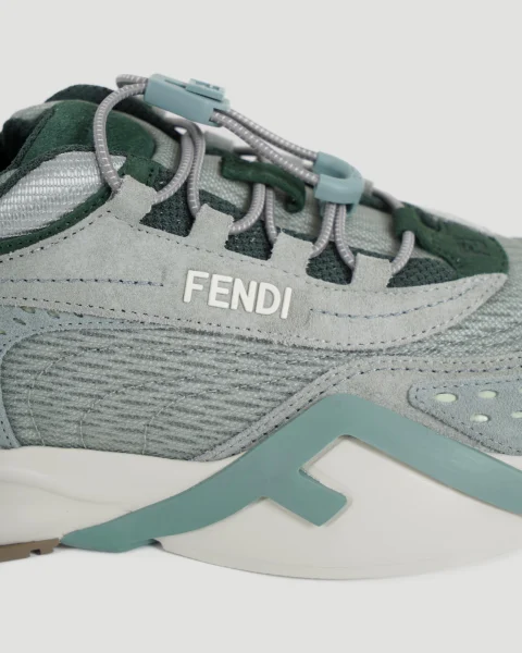 Fendi Flow Sneakers in Matcha Mesh and Suede — снимка 3