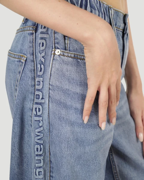 Logo-Embossed Denim Balloon Jogger Pants — снимка 3