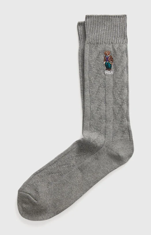 Сиви чорапи с Polo Bear бродерия