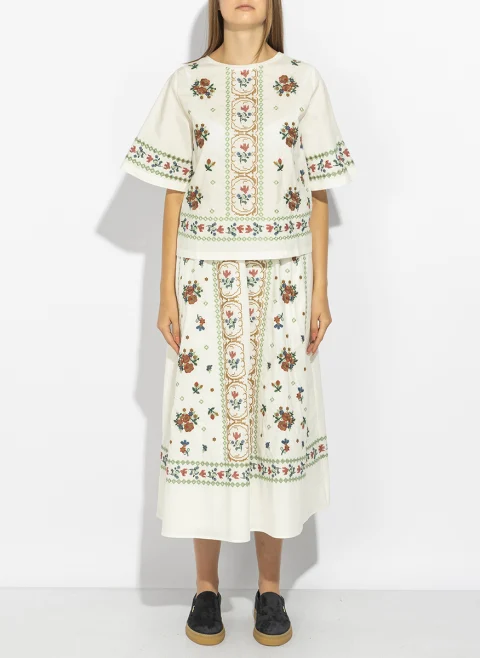 Тишърт с бродерия Weekend Max Mara Wkdfeltre — снимка 1