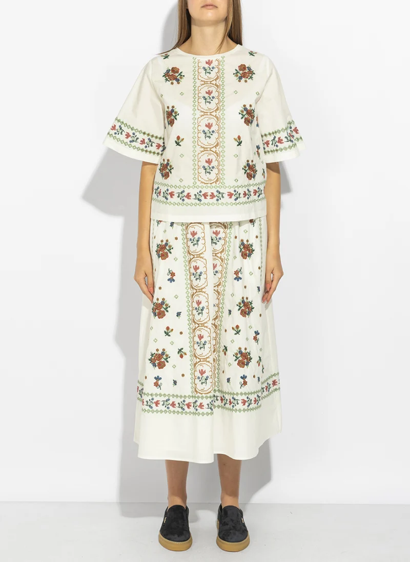 Тишърт с бродерия Weekend Max Mara Wkdfeltre