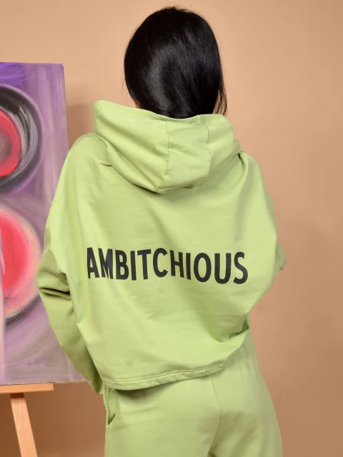 ЗЕЛЕН СУИЧЪР Green cropped sweatshirt — снимка 2
