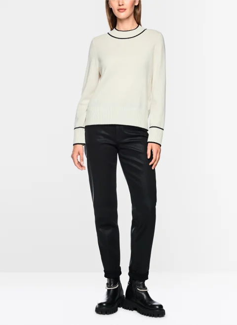 Пуловер от фина вълна с контрастни детайли Marc Cain Sports — снимка 8