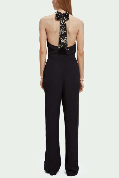 Women Jumpsuit Scotch & Soda Contrast Bow Jumpsuit 171914 black — снимка 2