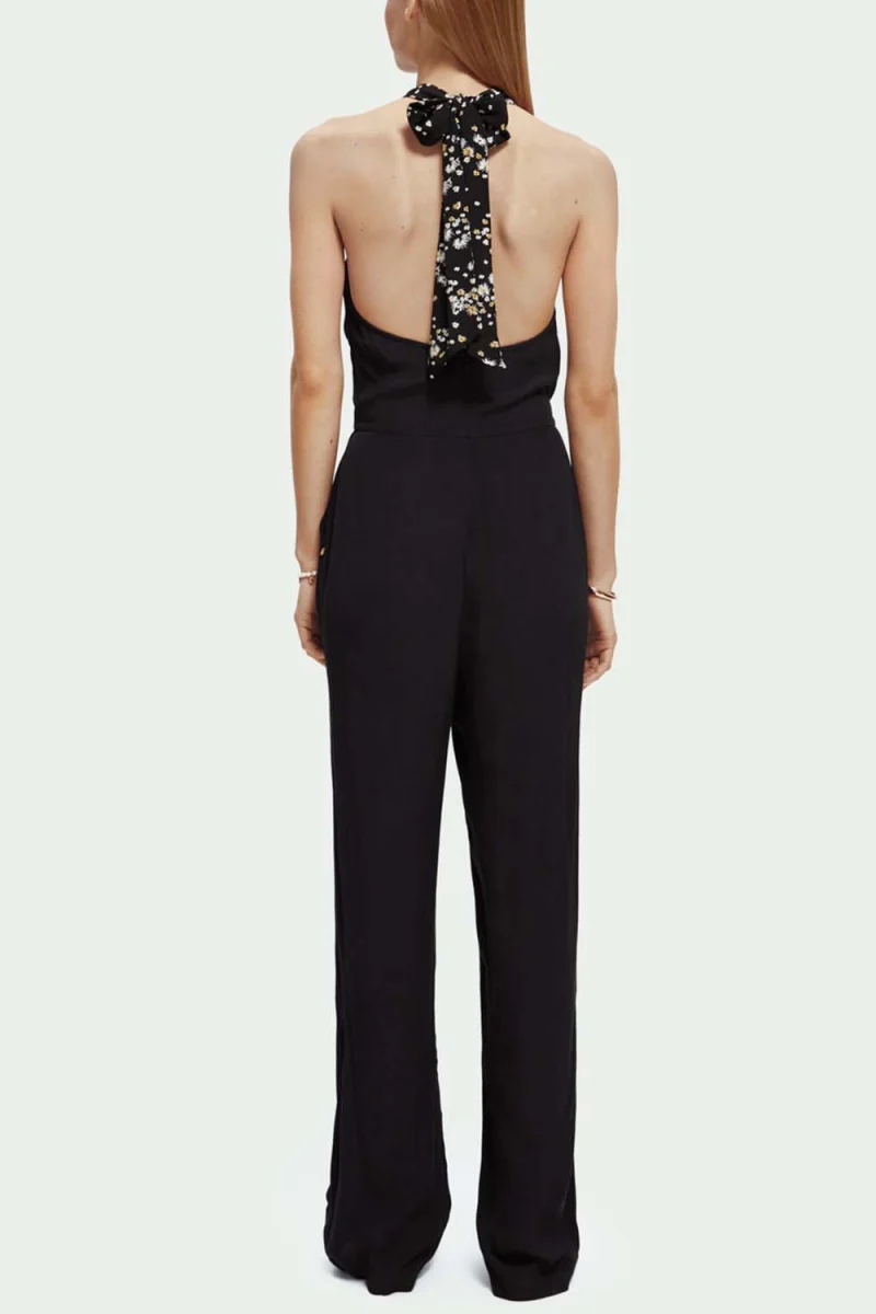 Women Jumpsuit Scotch & Soda Contrast Bow Jumpsuit 171914 black — снимка 2