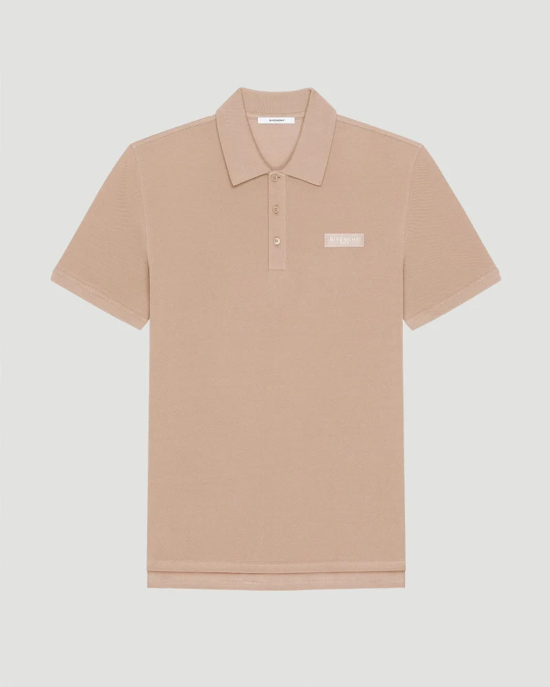 Polo in Beige Cotton with Givenchy Paris Gros Grain