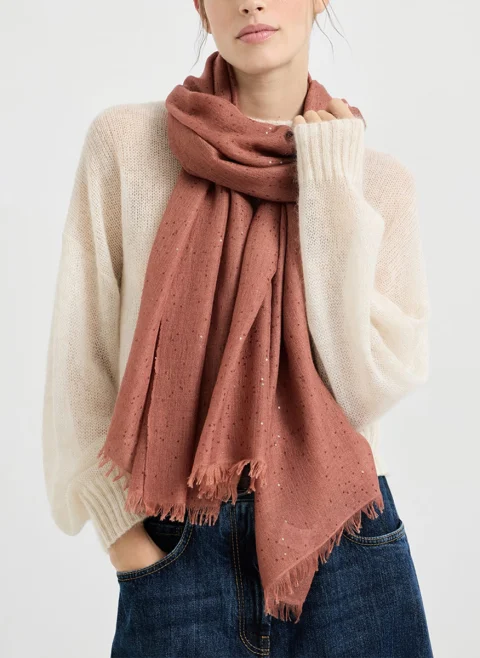 Шал с пайети Brunello Cucinelli — снимка 10