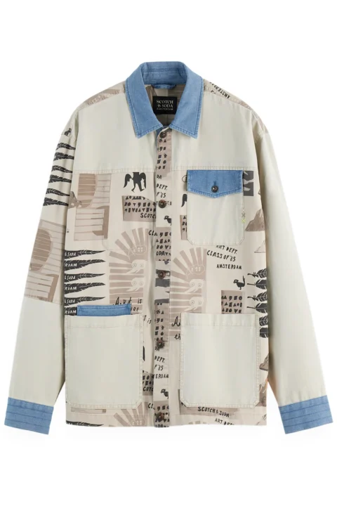Яке Printed & Washed Worker 181700 030 art dept collage white colourblock