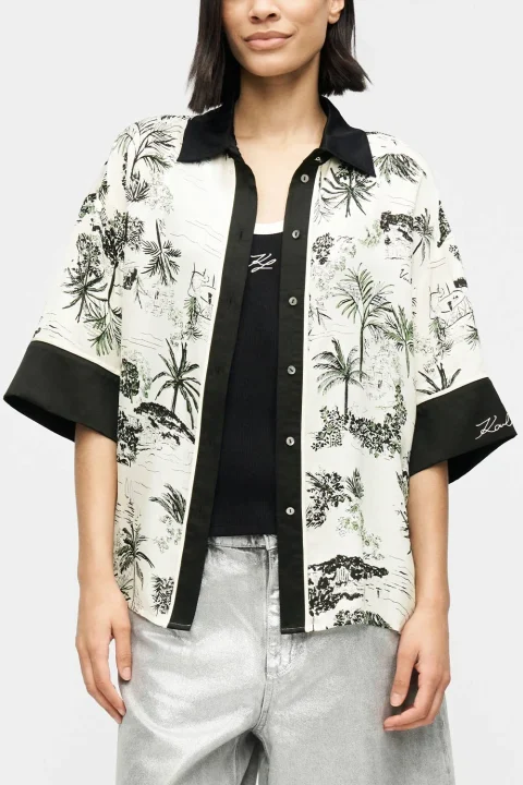 Риза Fluid Pj Blouse B2W11016 1gw vacancesdekarl black — снимка 2