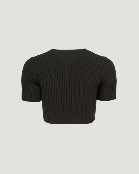 Cropped Sweater in Dark Brown — снимка 2