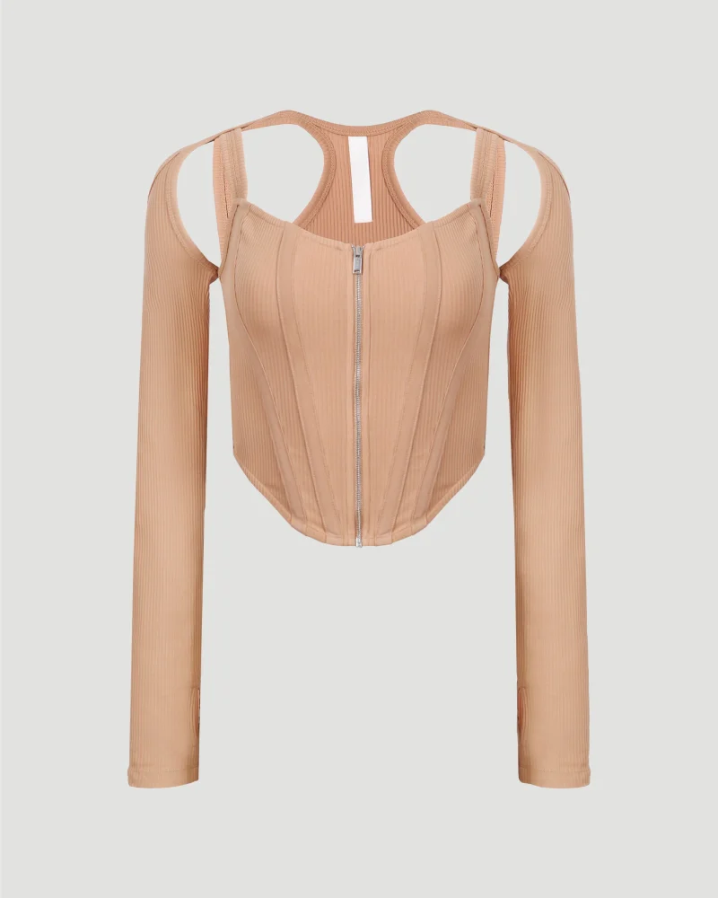 Shift Loop Corset Top in Camel