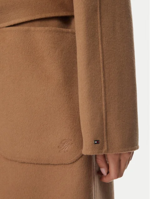 Tommy Hilfiger Вълнено палто Belted WW0WW51105 Кафяв Regular Fit — снимка 6