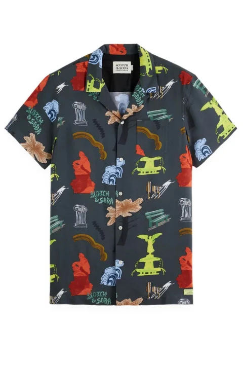 Риза Regular Fit Sleeve Aop 180484 SC021 park green aop