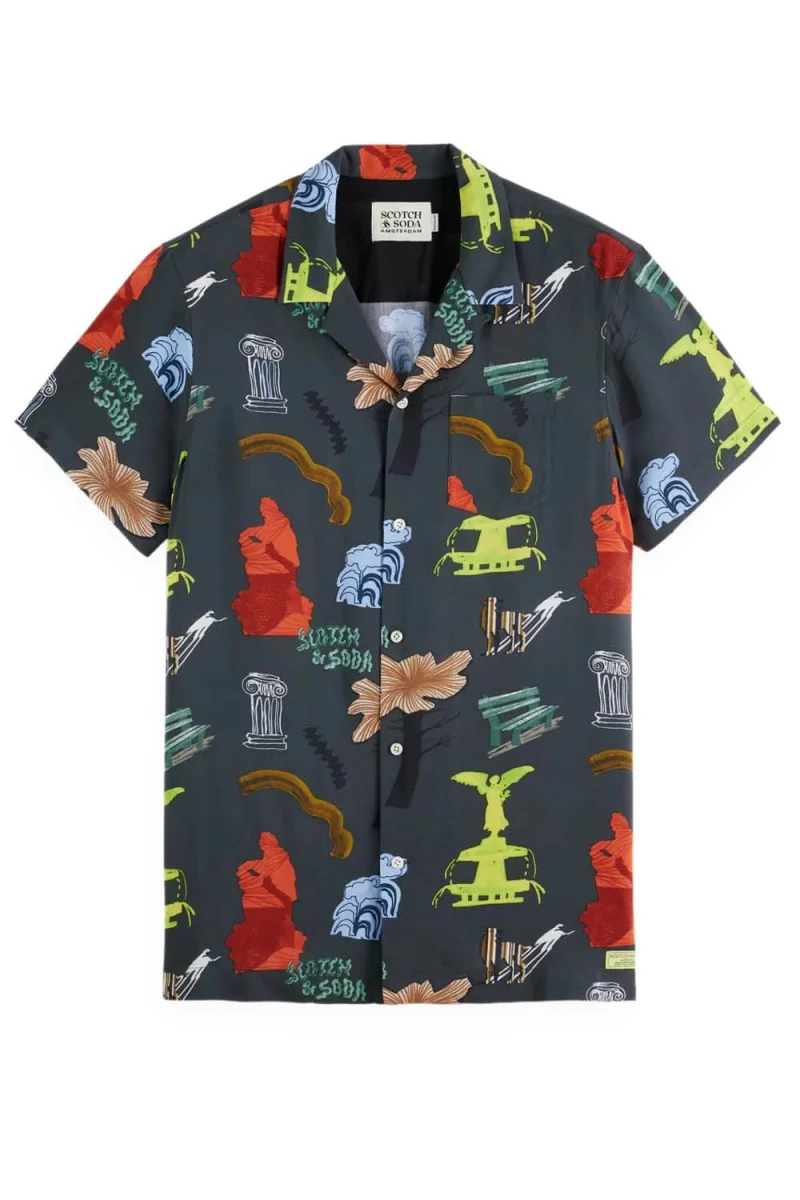 Риза Regular Fit Sleeve Aop 180484 SC021 park green aop