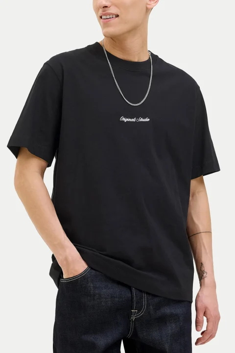 T-Shirt Jornorrebro Emb Ss Crew Neck 12282892 C-N10 black — снимка 2