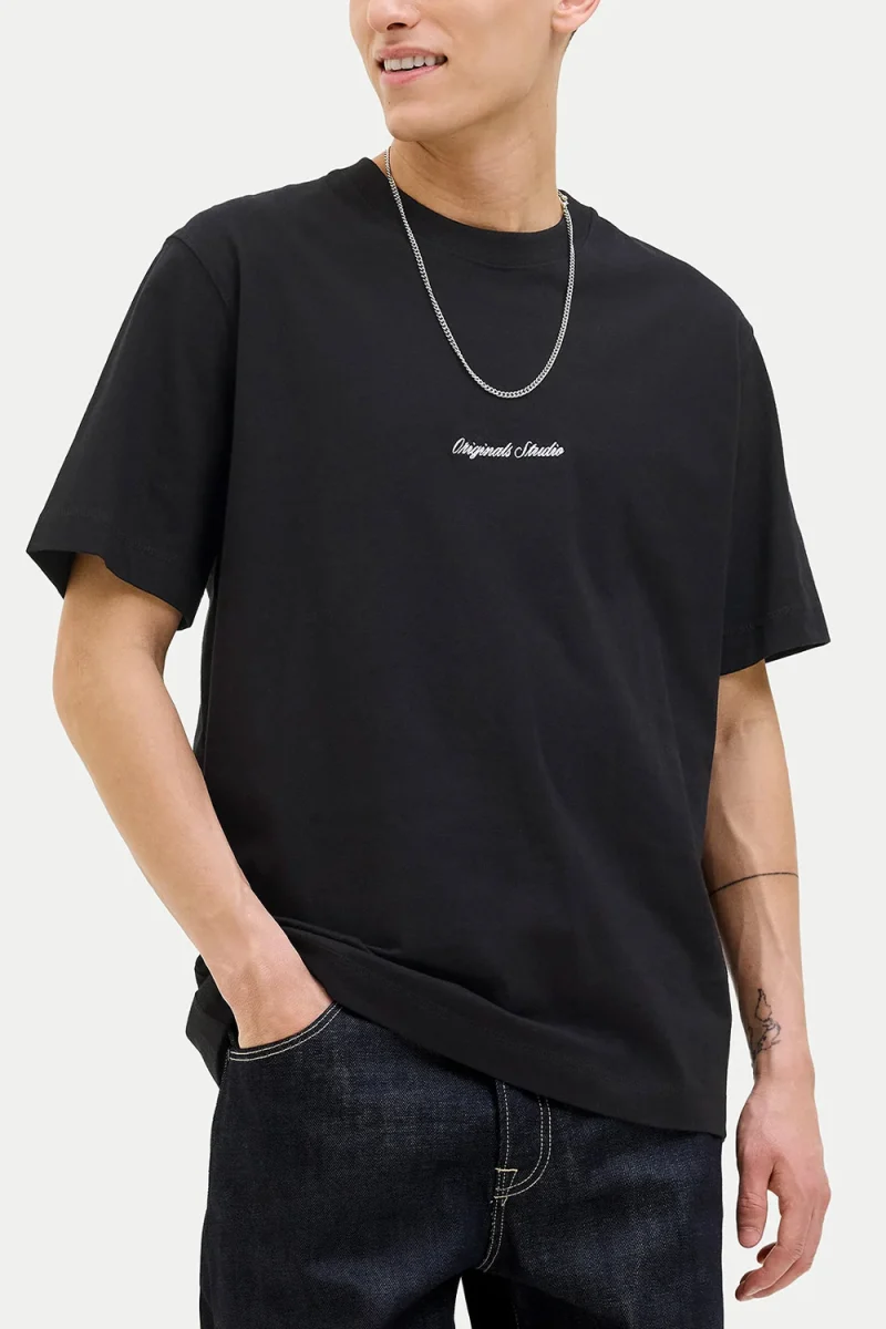 T-Shirt Jornorrebro Emb Ss Crew Neck 12282892 C-N10 black — снимка 2