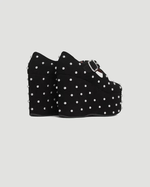 Criss Cross Wedges in Suede with Studs — снимка 3