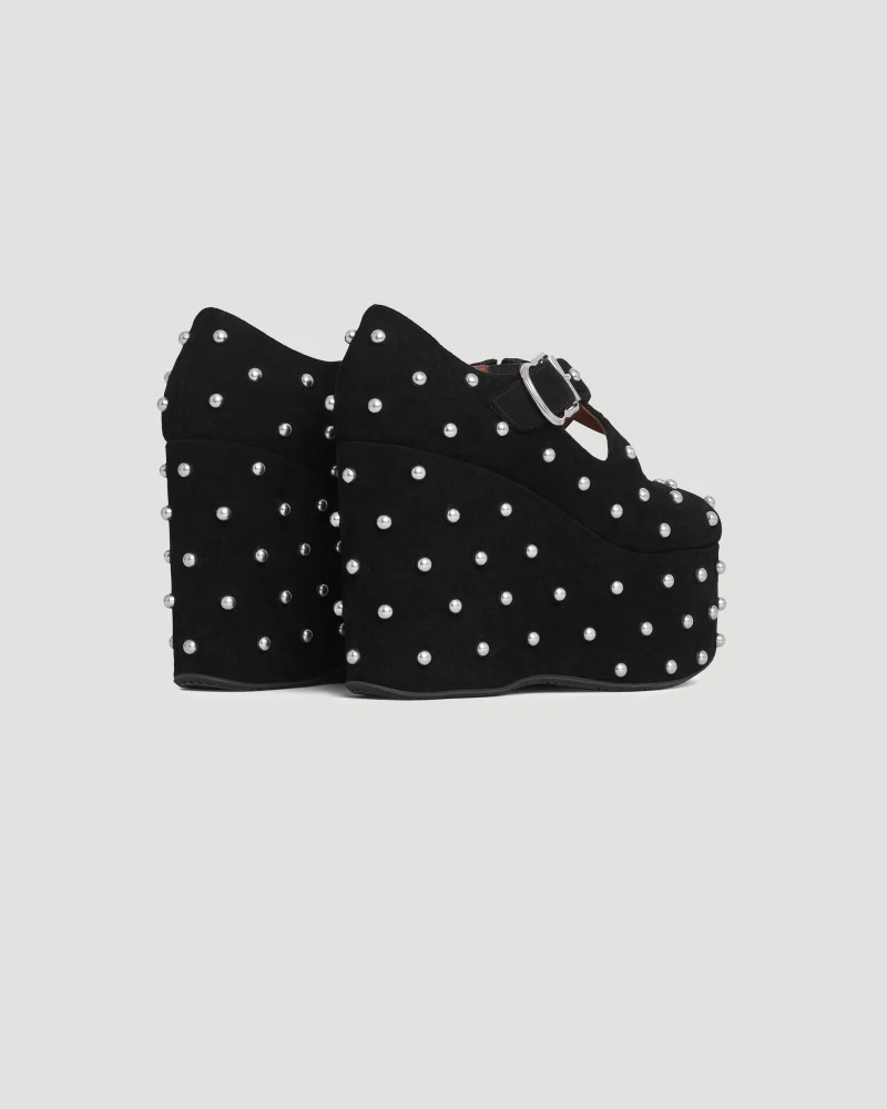 Criss Cross Wedges in Suede with Studs — снимка 3