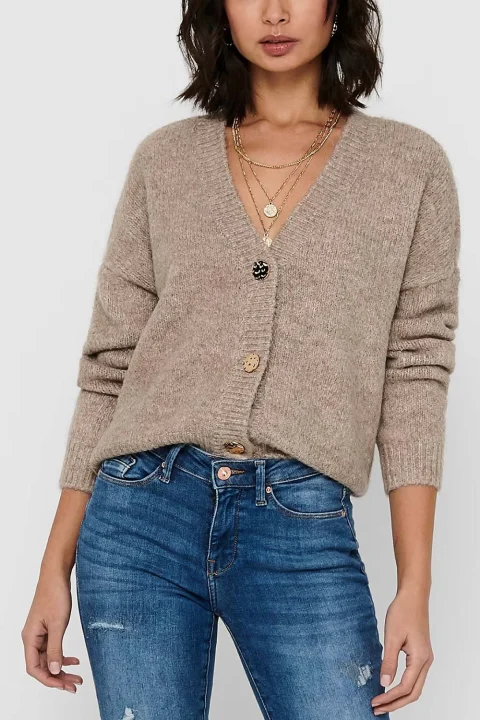 Жилетка Onlzoey L/S V-Neck 15215618 17-1321 TCX woodsmoke — снимка 2
