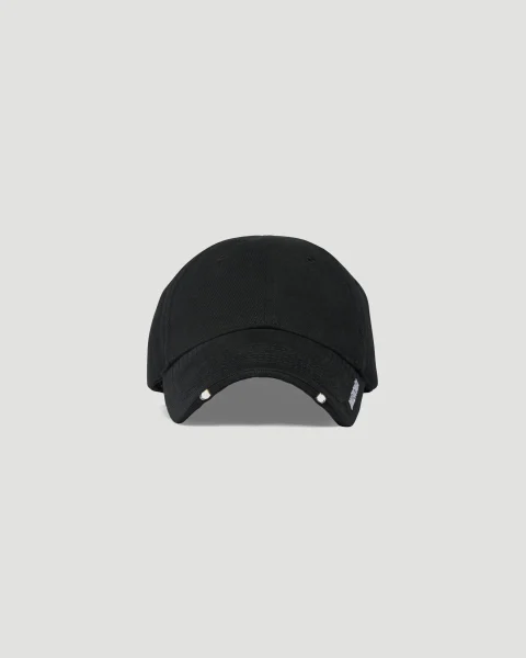 Led Light Cap in Black and White Cotton Drill