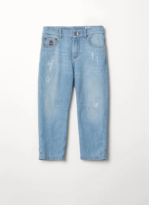 Деним с износен ефект Brunello Cucinelli Kids 10