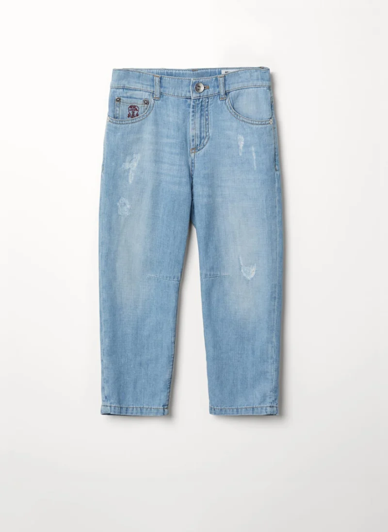Деним с износен ефект Brunello Cucinelli Kids 10