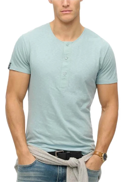 T-Shirt D2 Stud Merchant Ss Grandad Jersey M1012185A 1xg arona blue