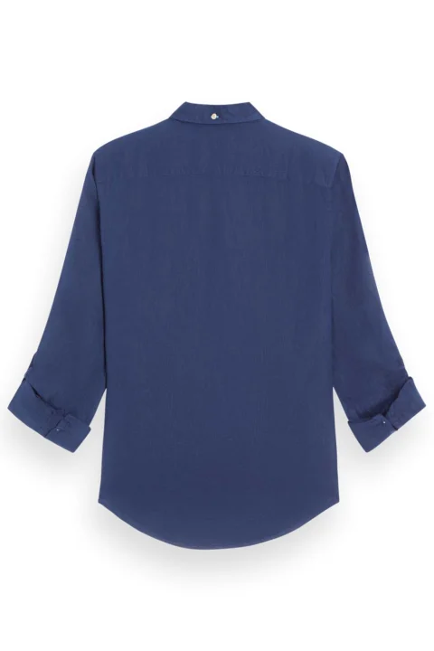 Риза Linen With Roll-Up 177150 SC0004 navy — снимка 2