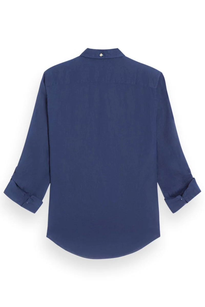 Риза Linen With Roll-Up 177150 SC0004 navy — снимка 2