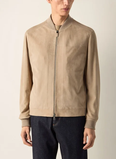 Бомбър яке от велур Zegna — снимка 2