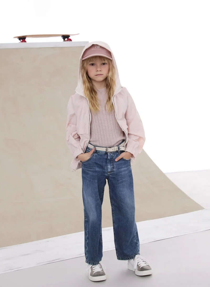 Яке с качулка и монили Brunello Cucinelli Kids — снимка 6
