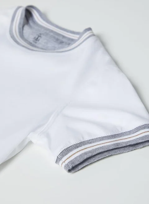 Тишърт с раиран мотив Brunello Cucinelli Kids 12 — снимка 2