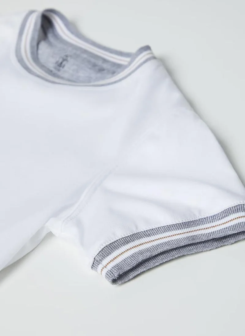 Тишърт с раиран мотив Brunello Cucinelli Kids 12 — снимка 2