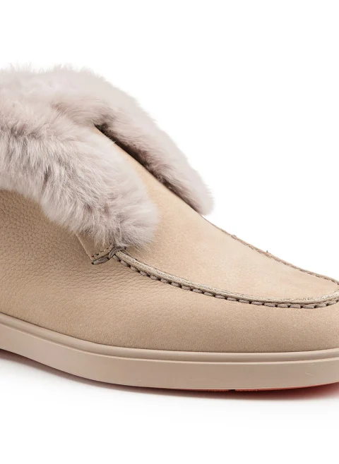 Боти от набук с мека подплата Santoni — снимка 5