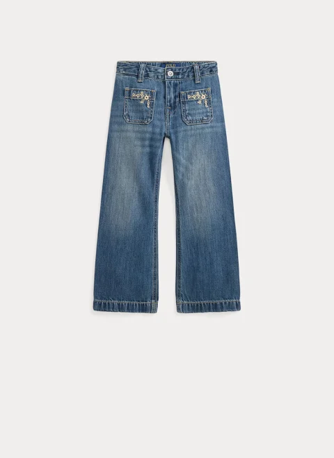 Разкроен деним с бродерия Ralph Lauren Kids 2-6 — снимка 4