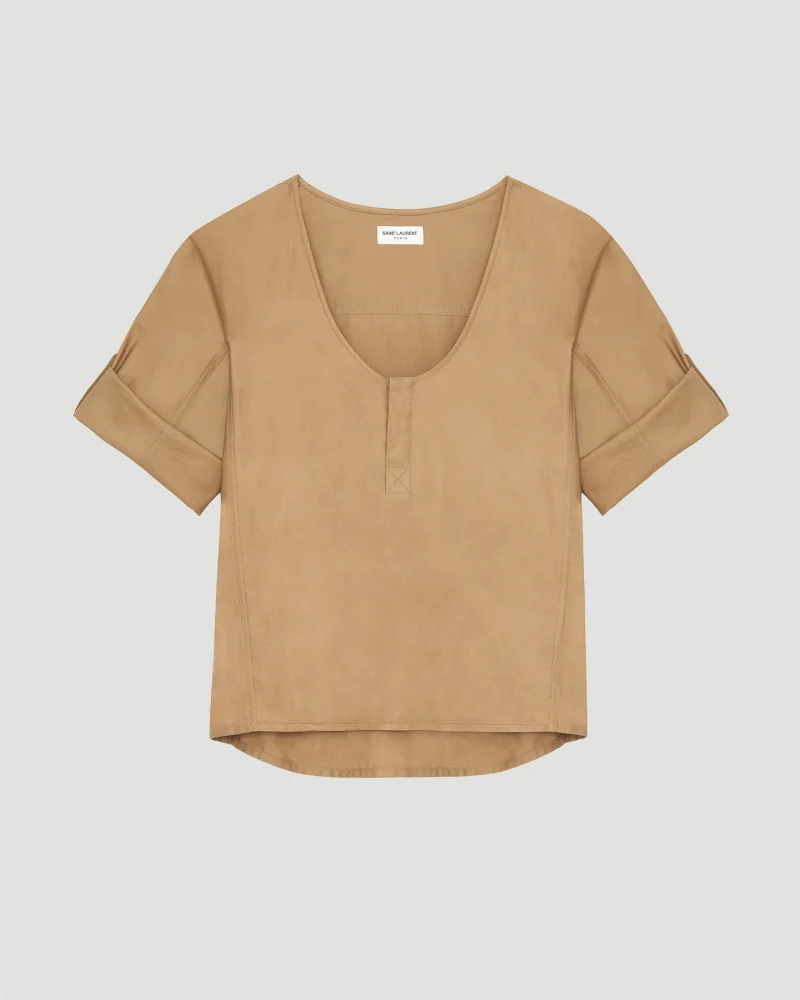 Henley Blouse in Cotton Twill