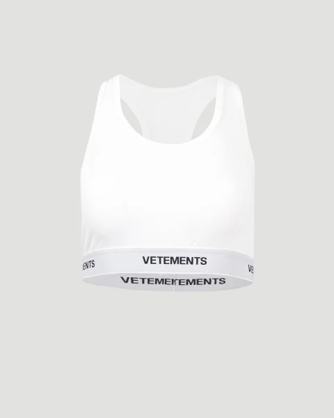 White Sports Top with Logo