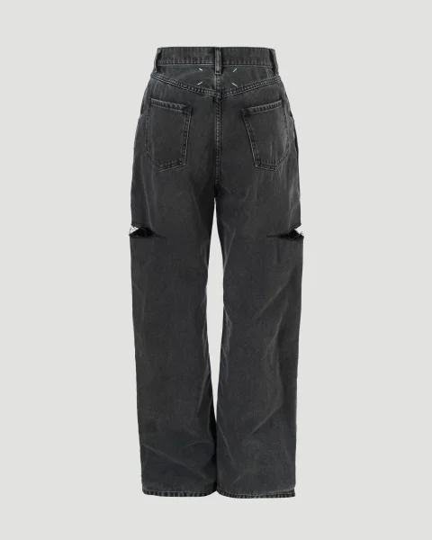 Cut-Out Jeans in Black — снимка 4