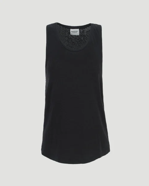 Arielle Linen Top in Black