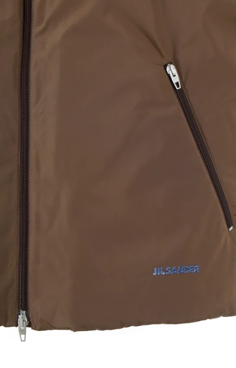 Padded Taffeta Gilet in Brown — снимка 2