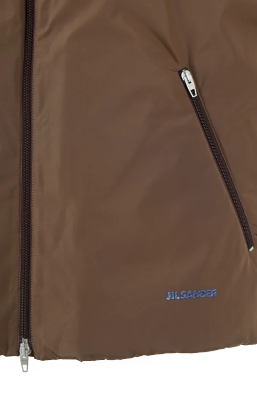 Padded Taffeta Gilet in Brown — снимка 2