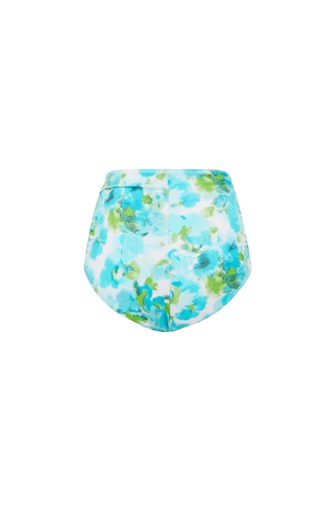 Aqua Flower-Print Mid-Rise Draped Bikini Bottoms — снимка 2