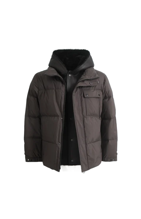 Shearling-Trim Padded Coat in Brown — снимка 2