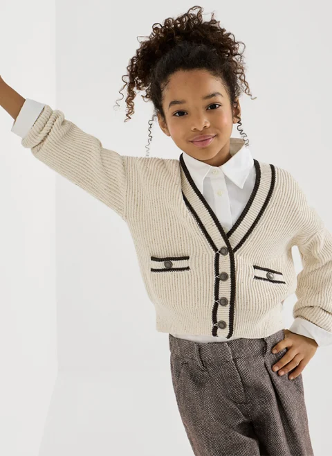 Жилетка с контрастни детайли Brunello Cucinelli Kids 4-6 — снимка 4