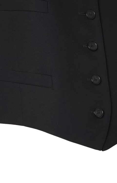 Silk and Cotton Tuxedo Vest in Black — снимка 2